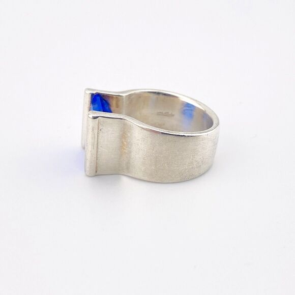 Massive Faceted Sapphire Blue CZ Sterling Ring Tension Set Stone by Quinn Sz 8.5 - Picture 4 of 12